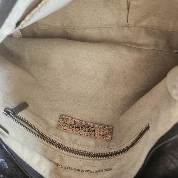 Matt&Nat Black Vegan Large Enveloppe Clutch Zipper Trim Shoulder Satchel handBag - Picture 13 of 15